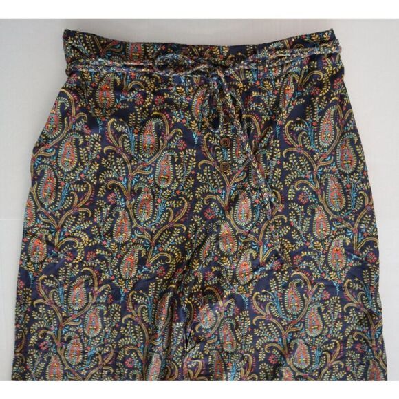 Sundance Women's Sz Medium Navy Floral/Paisley Print Cotton Wide Leg Pants - Picture 8 of 12